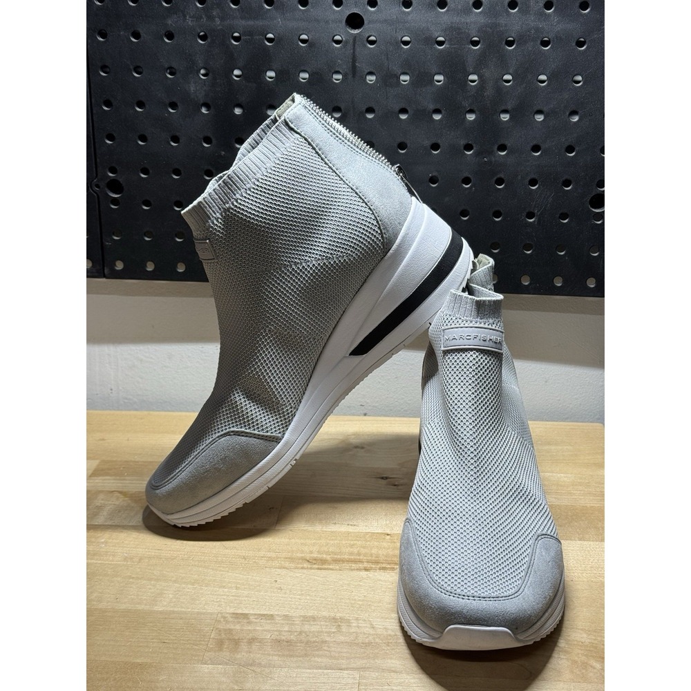 Marc Fisher Women's Muscling Gray Fabric Ankle Boots Rear Zip Size‎ 11M